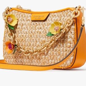 Kate Spade Jolie Raffia Floral Tweed Small Crossbody in Sunset Blaze Multi